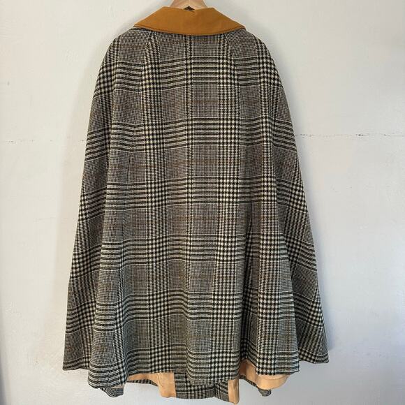 Pendleton Womens Vintage Plaid Cape 100% Wool One Size Yellow Collar Tartan - Picture 6 of 9